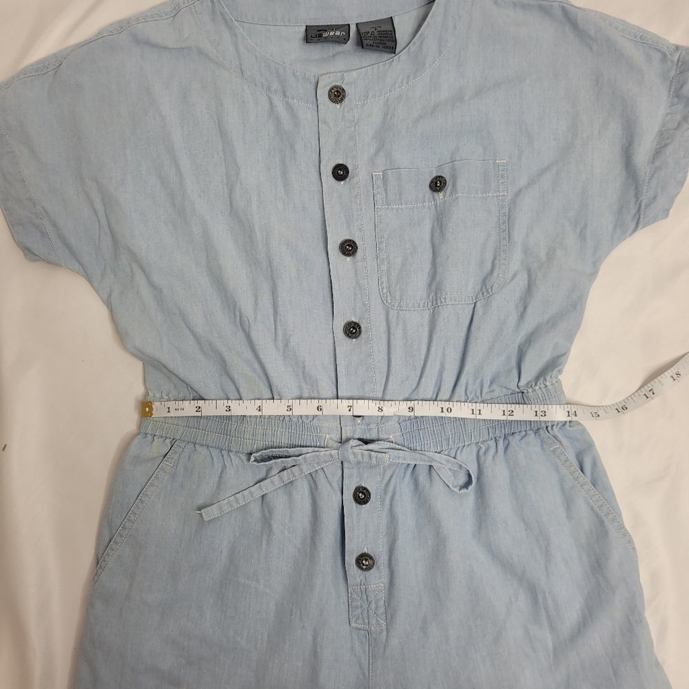 VINTAGE 90s romper LizWear blue chambray button up‎ playsuit XS/S - Picture 13 of 15
